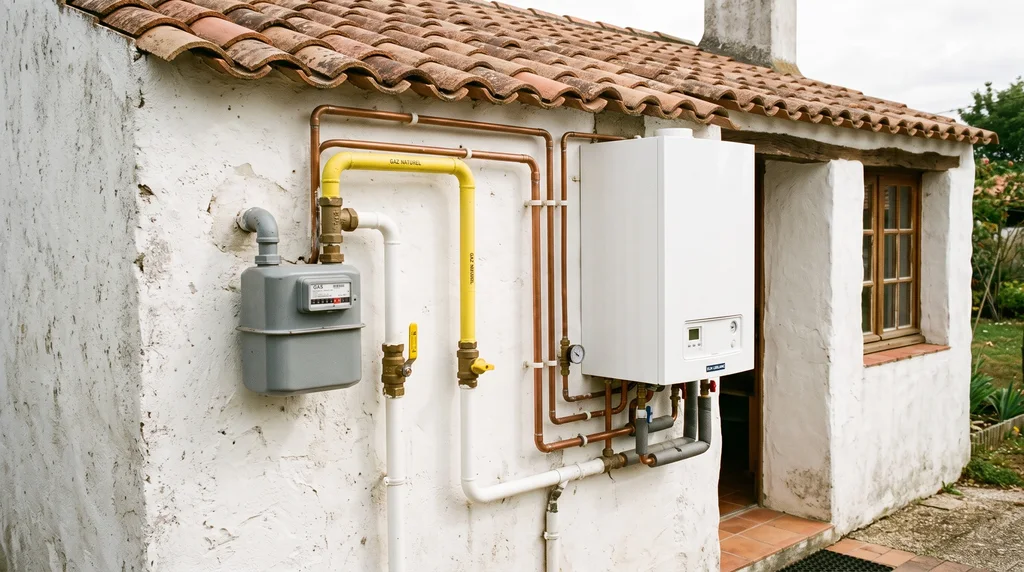 Installation intérieure de gaz — compteur, chaudière et raccordements — Gaz à Bully